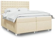vidaXL Cama com molas/colchão 200x200 cm tecido cor creme
