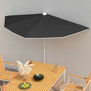 vidaXL Guarda-sol semicircular com mastro 180x90 cm preto