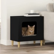 vidaXL Casa para Gatos Preto 51 x 30 x 52 cm Madeira processada