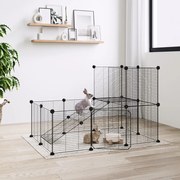 vidaXL Gaiola p/ animais de 20 painéis c/ porta 35x35 cm aço preto