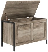 HOMCOM Baú de Armazenamento 95L Baú de Arrumação com Tampa Banco de Armazenamento com Dobradiça de Segurança 80x40x49 cm Cinza Claro