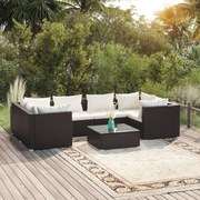 vidaXL 7 pcs conjunto lounge de jardim c/ almofadões vime PE preto
