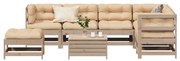 vidaXL 8 pcs conjunto lounge de jardim c/ almofadões pinho maciço