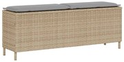 vidaXL Banco de jardim com almofadão 110x30x40,5 cm vime PE bege