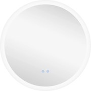 kleankin Espelho Casa de Banho Redondo com Luzes LED 70x70 cm Função Antiembaciamento 3 Luzes Função de Memória e Interruptor Prata | Aosom Portugal