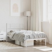 Estrutura de cama com cabeceira 75x190 cm metal branco