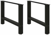 vidaXL Pés para mesa de centro pretos 2 peças 70x(42-43) cm aço