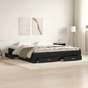 Cama com Gavetas vidaXL Carvalho Preto 180x200 cm Madeira de Engenharia