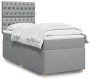 vidaXL Cama com molas/colchão 90x200 cm tecido cinza-claro