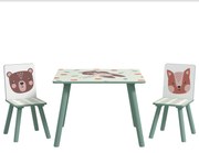 ZONEKIZ Conjunto de Mesa e Cadeiras para Crianças de 3 Peças Mesa Infantil com 2 Cadeiras Conjunto de Móveis para Atividades Verde