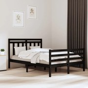 Estrutura de cama 140x190 cm madeira maciça preto