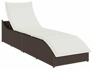 vidaXL Espreguiçadeira dobrável com almofada e arrumação vime PE