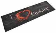 vidaXL Tapete de cozinha lavável 45x150 cm veludo padrão cooking preto