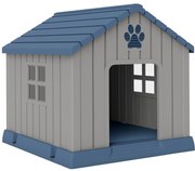 PawHut Casota para cão exterior casa para cão exterior ventilações em forma de pata e base elevada 85 x 79 x 82 cm azul | Aosom Portugal