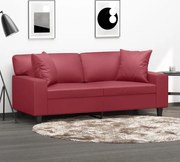 vidaXL Sofá 2 lugares +almofadas 140cm couro artificial vermelho tinto