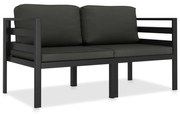 vidaXL 2 pcs conj. sofás de jardim com almofadões alumínio antracite