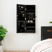 vidaXL Móvel para joias de parede espelhado com luzes LED preto
