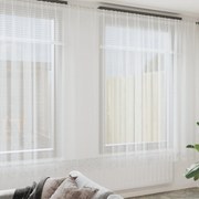 vidaXL Cortina de Renda com cortinas Floral Branco 400 x 260 cm Poliéster