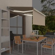 Toldo retrátil manual com estore/LED 3,5x2,5 m cor creme