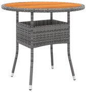 vidaXL Mesa de jardim Ø80x75 cm madeira de acácia e vime PE cinzento