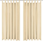 vidaXL Cortinas de cetim com presilhas 2 pcs 140x225 cm bege