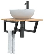 vidaXL Prateleira de parede p/ lavatório aço/madeira de acácia maciça