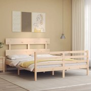 Estrutura de cama com cabeceira 160x200 cm madeira maciça