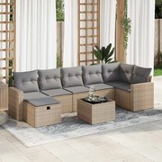 vidaXL 8 pcs conjunto de sofás p/ jardim com almofadões vime PE bege
