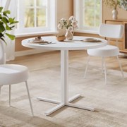 Mesa de jantar redonda 80 cm de diâmetro para 4 pessoas para sala de jantar, cor branca