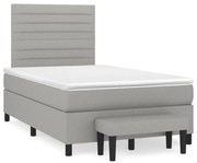 vidaXL Cama boxspring com colchão 120x190 cm tecido cinzento-claro