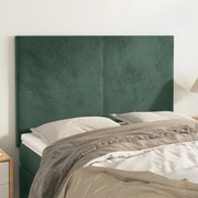 Cabeceira de cama 4 pcs veludo 72x5x78/88 cm verde-escuro