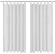 Cortinas de cetim com laços, 2 pcs, branco 140 x 245 cm