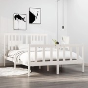 Estrutura de cama casal 135x190 cm madeira maciça branco