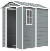 Outsunny Abrigo de Jardim Exterior Metálico de 2,1 m² 131x186x198 cm Abrigo de Jardim com Chão Janela Porta com Fechadura Cinza | Aosom Portugal