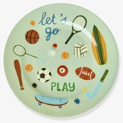 Prato SPORTS PRINT rice pequeno redondo de melamina azul-turquesa