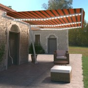 vidaXL Toldo retrátil manual com LED 600x350 cm laranja e castanho