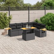 vidaXL 7 pcs conjunto de sofás p/ jardim c/ almofadões vime PE preto