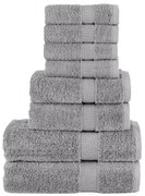 vidaXL 8pcs Conjunto toalhas banho premium SOLUND 600 gsm cinza