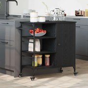 vidaXL Carrinho de Cozinha Carvalho Preto 87,5x38,5x84,5 cm Madeira de Engenharia