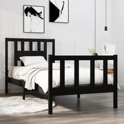 Estrutura de cama pequena solteiro 75x190 cm madeira preto