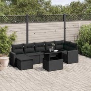 vidaXL 8 pcs conjunto sofás de jardim com almofadões vime PE preto