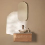 Conjunto De Móvel De Casa De Banho Em Madeira De Freixo Tedrik Castanho Fresno & Cimento Redondo Branco Ø40 Cm Zavion & Ovalado - Sklum