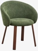 Cadeira De Jantar Estofada Nairea Madeira Escura & Chenille Verde Sálvia - Sklum