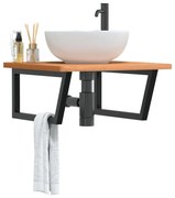 vidaXL Prateleira de parede p/ lavatório aço/madeira de faia maciça