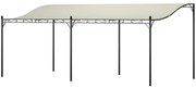 Outsunny Pérgola de Parede 591x298x200-253 cm Pérgola com Teto de Poliéster Impermeável e Estrutura Metálica  Creme