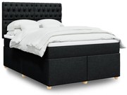 vidaXL Cama com molas/colchão 140x190 cm tecido preto