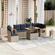 vidaXL 7 pcs conjunto sofás p/ jardim c/ almofadões vime PE cinzento