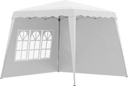 Outsunny Tenda Dobrável de Jardim 240x240 cm com 2 Paredes Laterais Altura Ajustável UV50+ e Bolsa de Transporte Branco | AOSOM Portugal