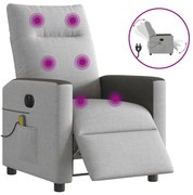 vidaXL Poltrona massagens reclinável elétrica tecido cinzento-nublado