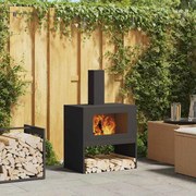 vidaXL Fire Pit Preto 60 x 40 x 96 cm Aço